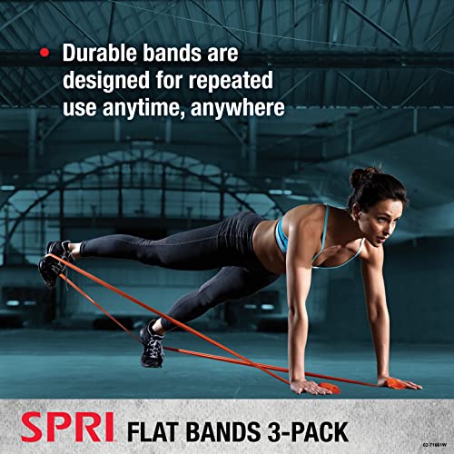 Spri Flat Bands 3-Pack - Resistance Band Kit Set With 3 Levels Of Resistance - Exercise Bands For Strength Training, Flexibility, & Body Workout - Versatile Fitness Tool - Light, Medium, And Heavy #TOP3