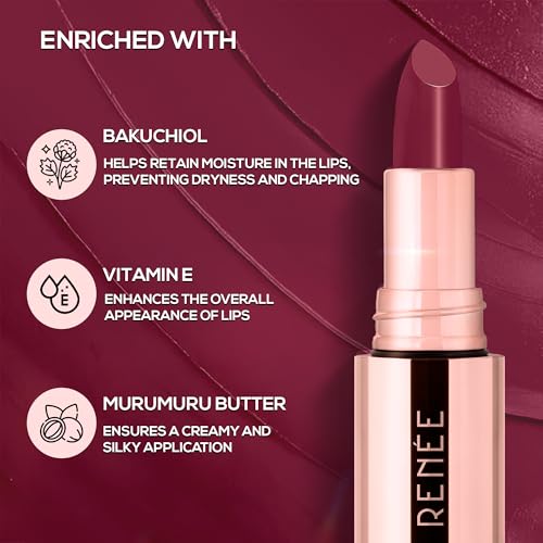 Image of RENEE Everstay Matte Lipstick - Mauve Muse, Long Stay, Hydrating & Non-Drying, Smudge & Transfer Proof, Lightweight, Intense Pigment, Full Coverage, Vitamin E Infused, for All Occasions, 4.2g