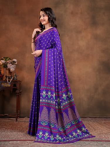 Image of Garden Vareli Floral Booti Print Crepe Saree With Unstitched Blouse Piece