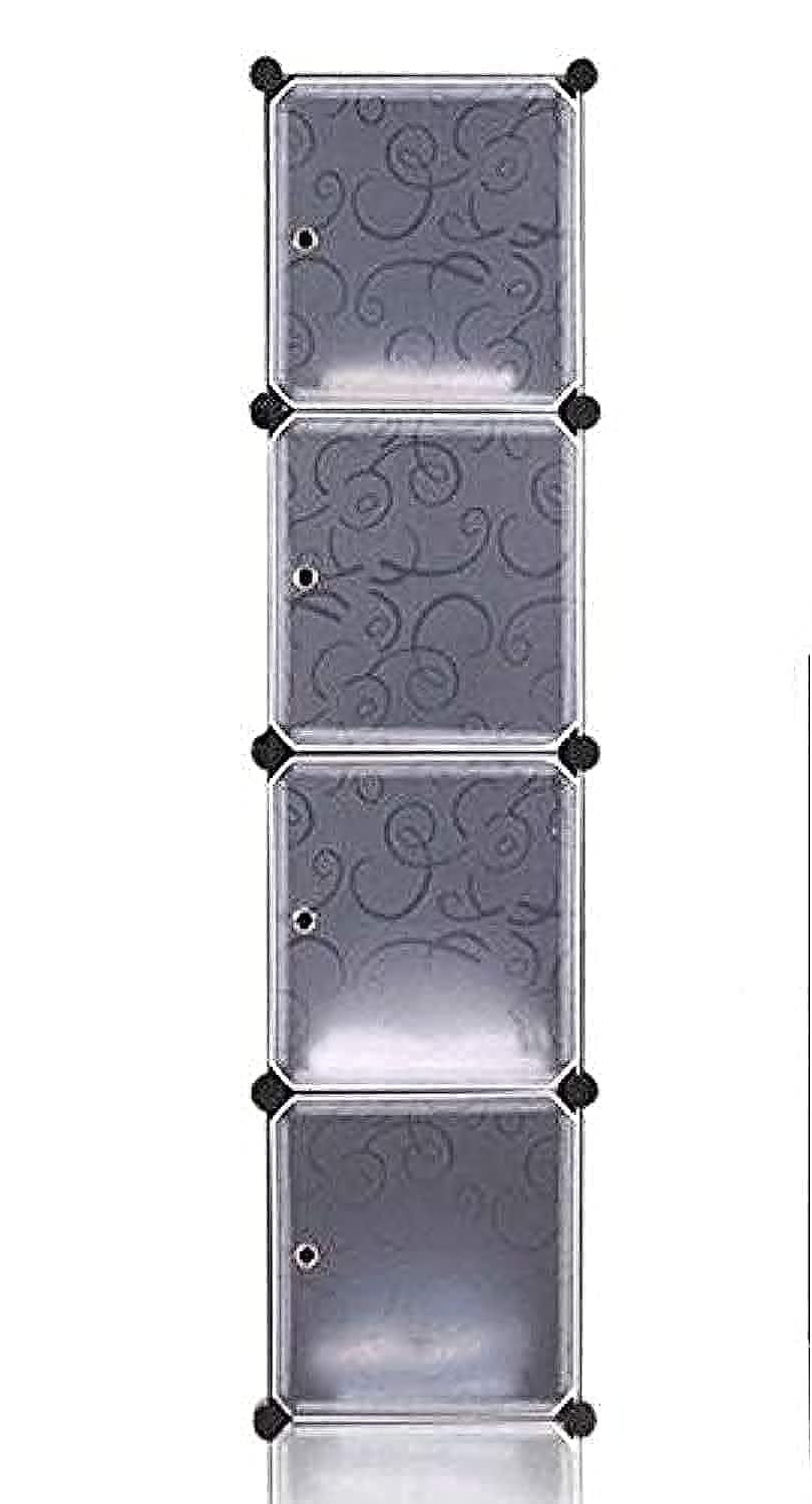 DIY 4 Cubes Interlocking Storage Cabinet - Black
