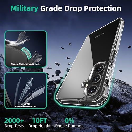 Image of ONES for Samsung Galaxy A16 5G Slim Case Clear, PC + TPU Hybrid, Military-Grade Drop Guard, Anti-Yellowing, Anti-Slip, Shockproof Silicone Hard Cover, Scratch Resistant, Transparent Case