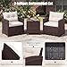 COSTWAY Rattan Gartenmöbel Set, 3-TLG. Balkonmöbel inkl. 2 Sessel, Kissen & Tisch mit gehärteter Glasplatte, Balkon Möbel klein, Wetterfeste Sitzgruppe 2 Personen, Terassenmöbel für Garten Balkon