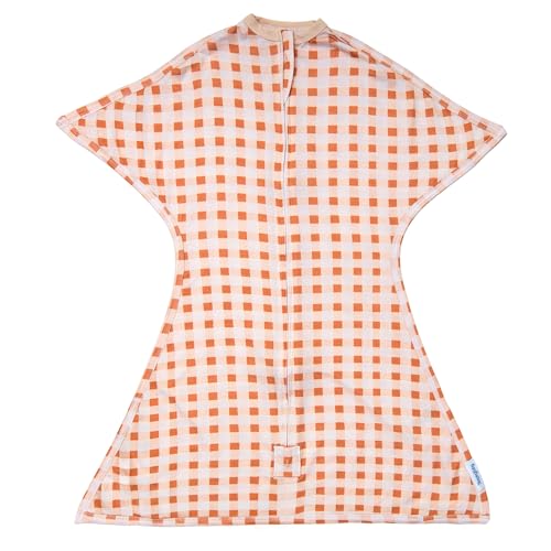 Image of SleepingBaby Bamboo Zipadee-Zip Transition Swaddle - EverSoft Starfish Design Breathable Wearable Blanket with Two-Way Zipper, Medium (6-12 months), Spice Gingham Check