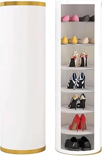 Shelves Shoe Rack 360 Rotating 7 Tier Shoe Cabinet Round Shoe Rack Tower Without Door for Entryway Hallway Space Saving Shoe Shelf