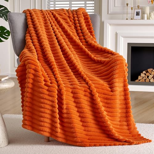Joiedomi Orange Throw Blanket for Couch Soft & Warm Orange Fleece Blankets Gifts for Women Mom Cozy Cute Soft Throw 50x60 Inches