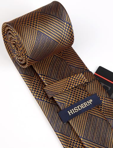 Image of HISDERN Ties for Men Solid Houndstooth Neckties Handkerchief Formal Business Tie & Pocket Square Set Wedding Party