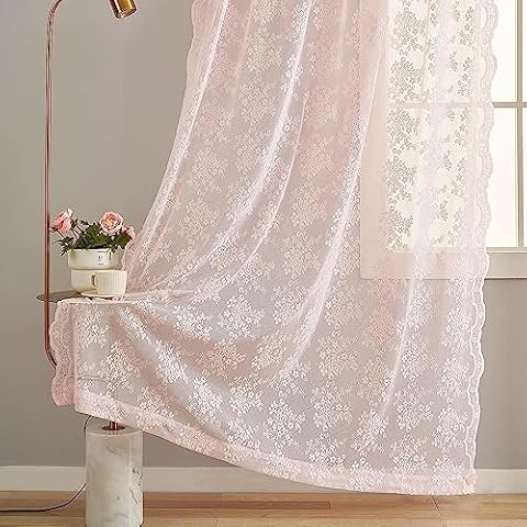 YJ YANJUN Light Pink Sheer Curtains Cover