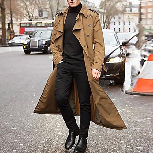 Image of Windproof Men'trench Coat Warm Peacoat Soft for Vacation