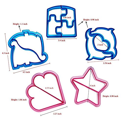 Hofumix 7Pcs Sandwich Cutter Bread Cutter Shapes Cookie Cutters Crust Cutters Diy Vegetable Cutters Maker Mould For Kids Cookie With Butterfly, Dinosaur, Dog, Heart, Puzzle, Star, Square #TOP2