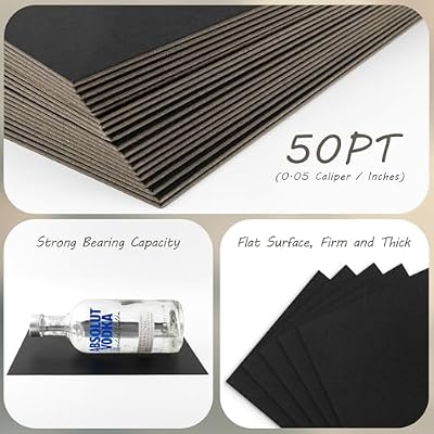 AUEAR, 20 Pack 8.5x11 Chipboard Sheet, 50pt Thick Bookboard, Scrapbooking Chipboard, Book Binders Board, Paper Board for Crafting Project (Black)
