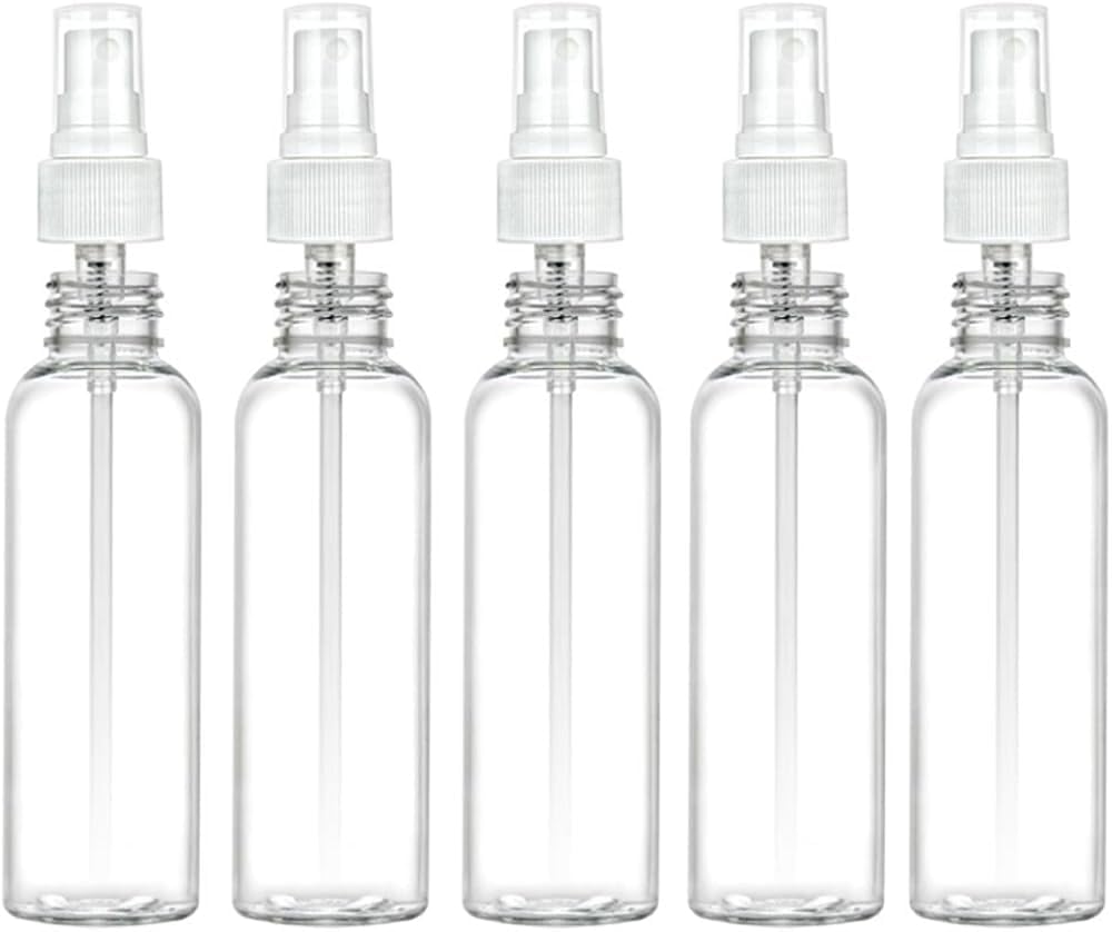 Multipurpose Refillable Mist Spray Empty Transparent Bottle, 100ml (Pack of 5) for Beauty & Personal Care, Face Moisturizing, Hair Moisturizing, Plants, Electronic Gadgets, Cleaning