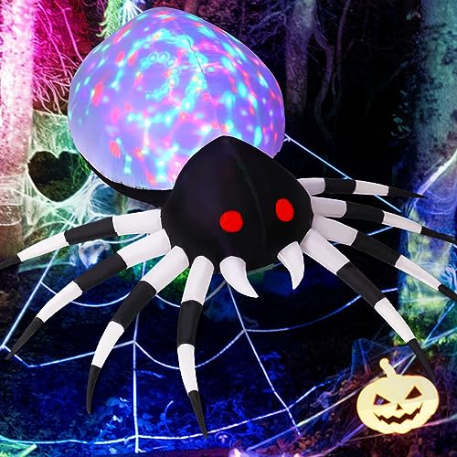 Image of GOOSH 6 FT Height Halloween Inflatables Outdoor Spider with Magic Light, Blow Up Yard Decoration with LED Lights Built-in for Holiday /Party /Yard /Garden
