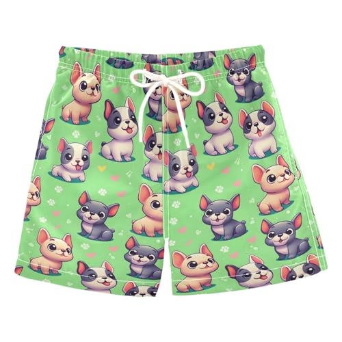 ALAZA French Bulldog Paw Print Heart Boys' Swim Trunks Beach Shorts Quick Dry Swimsuit 5T Multicoloured