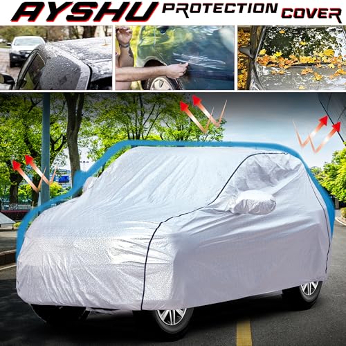 Image of AYSHU Waterproof Car Cover Compatible with TATA Curvv | Mirror & Antenna Pocket | Anti-Scratch Soft Cotton Inner Layer | Triple Stitched | Heat Resistant Metallic Silver | All-Weather Protection