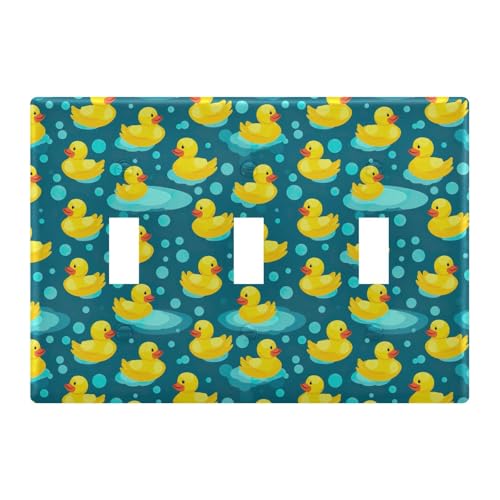Light Switch Cover Cute Yellow Duck Wall Plates for Electrical Outlets 3 Gang 202b3316