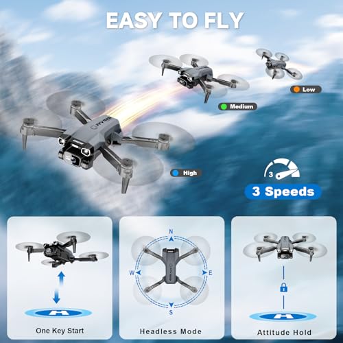 1080P Mini Drone with Camera, Drone for Beginners with Light, WiFi Transmission, One Key Start, Gestures Selfie, Waypoint Fly, 3D Flip, Headless Mode and App Control, - Image 4