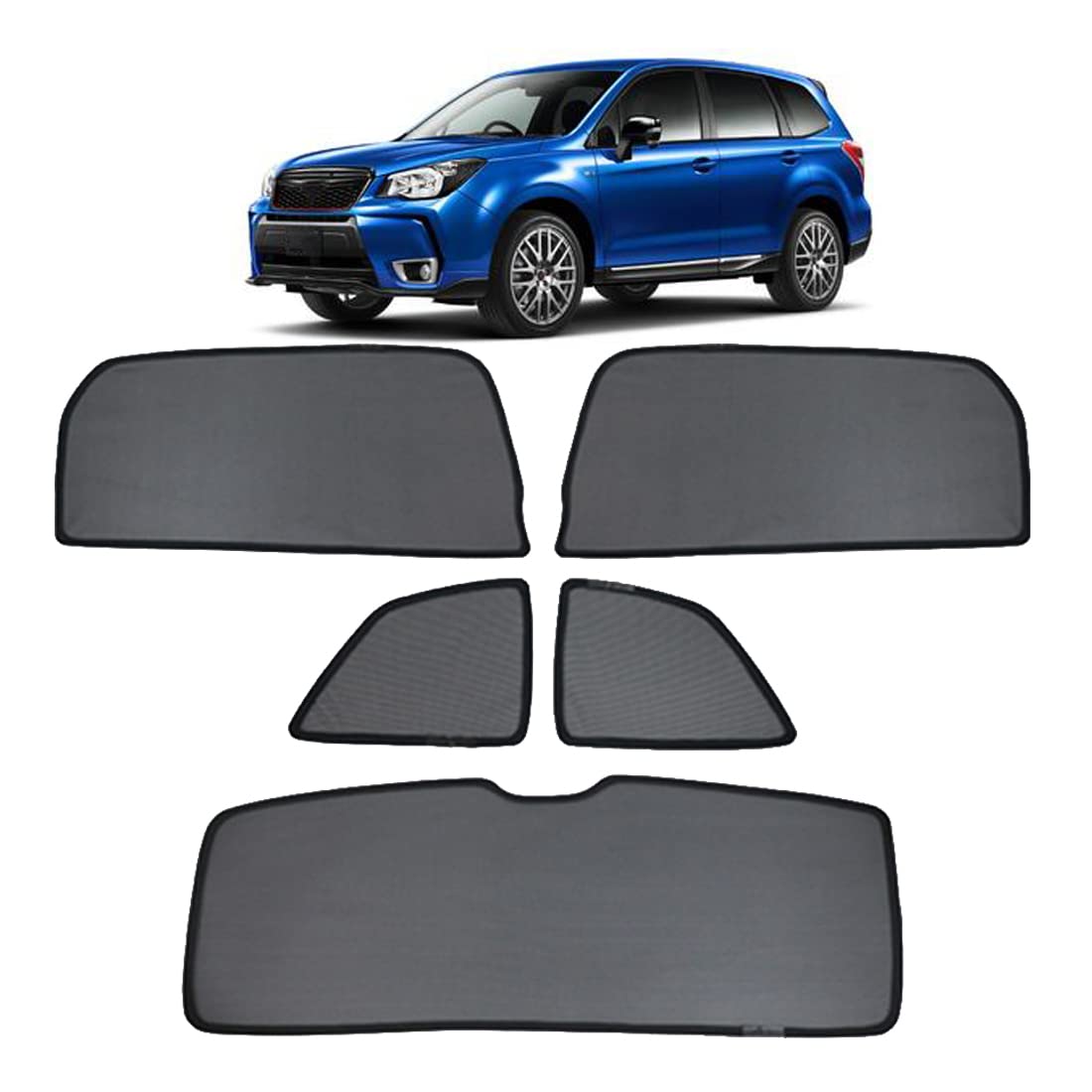ZJIEX Parasol Coche Ventana Lateral Infantil para Forester SJ 2012-2018 Parasol Ventana Cortinas Magnética Protección UV Solar para Bebé y Mascotas Negro,Rear+Triangular+Back-windscreen-5PCS