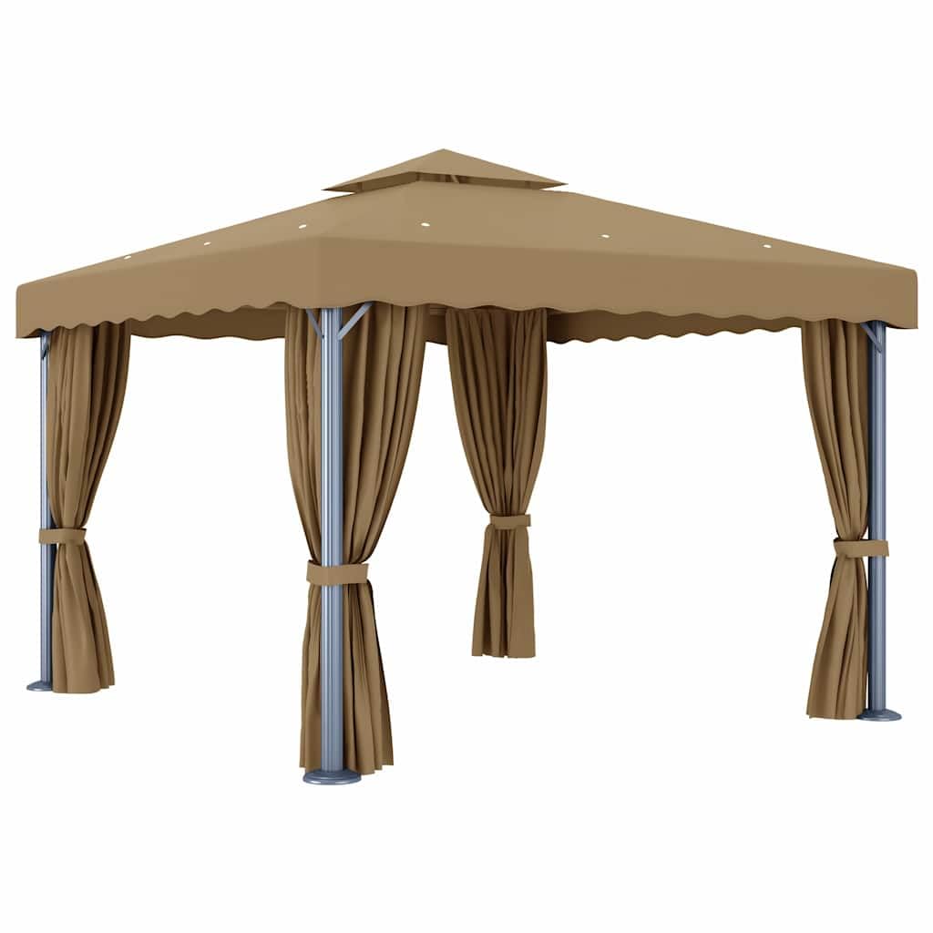 Altana Ogrodowa z Zasłonami 3x3 m Taupe Aluminiowa z Moskitierą