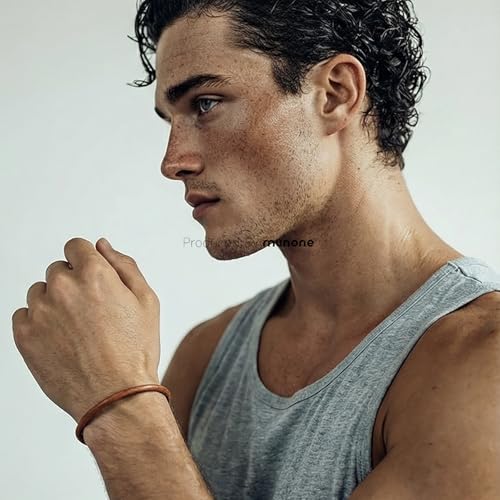 Pulsera de cuero para hombre con cierre impermeable miniatura 4