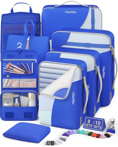 Image of 8 Set Packing Cubes for Travel, Gifts for Women Mom,Anti-Tearing Suitcase Organizer,OlarHike Vacation Essentials & Accessories for Cruise Ship