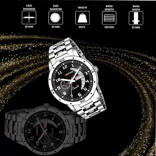 Image of Analog Day Date Functioning Stainless Steel Chain Watch for Men