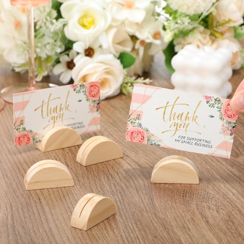 48 pcs nature wood color number stands indoor lightweight wedding table name holder semicircular design place card holders office tag photo menu clips banquet birthday party restaurant