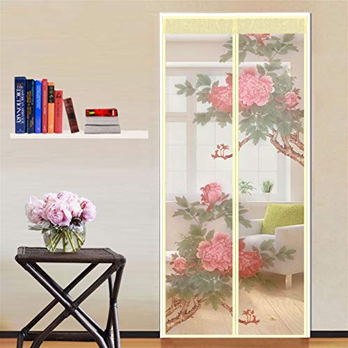 EKNA Magnet-Fliegengitter Für Balkontür – 100x210 Cm, Ohne Bohren, Mit Klettband, Blumen-Design