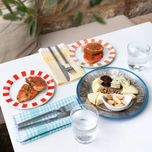 Talking Tables Bon Appetit Handgefertigtes Emaille-Teller mit Oliven-Design langlebig leicht perfekt für Outdoor-Dining Picknick Camping und Strand stilvolles Sommergeschirr spülmaschinenfest 20 cm