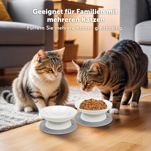 Katzennapf,2 Stück Futternapf Katze Aus Keramik Erhöhter Zervixschutz-Katzennapf Futternapf Katze Erhöht Fressnäpfe Katzen Für Katzen Mit Wasser, Trockenfutter, Nassfutter