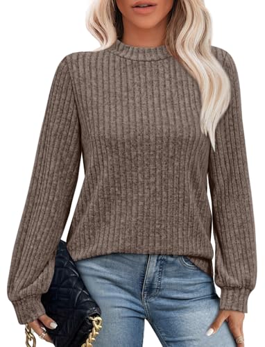 XIEERDUO Long Sleeve Shirts For Women Dressy Casual Mock Neck Fall Fashion 2025 Soft Lightweight Tunic Sweaters2