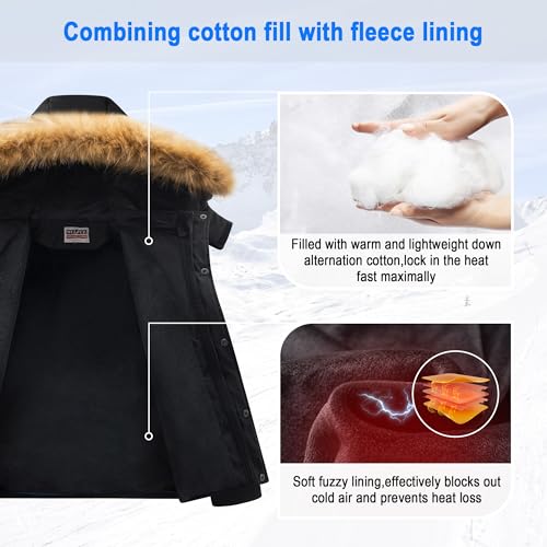 WULFUL Boy's Winter Coats Waterproof Fleece Lined Puffer Jackets Kids Thicken Outerwear With Detachable Hood3