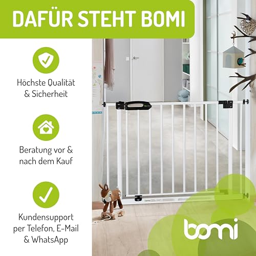BOMI Elefantenfüße 4er Set rund, Weiß I Wandschutzpads für Treppenschutzgitter ohne Bohren & Türschutzgitter I Antirutsch-Funktion I Wandpads zum Klemmen I Hochwertiges Zubehör für Kinderschutzgitter