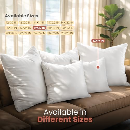 Image of Utopia Bedding 17x17 Pillow Inserts, Set of 2, White - Indoor Decorative Throw Pillows for Bed, Sofa & Couch - Soft, Supportive & Fluffy Cushion Inserts