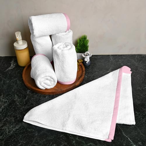 Image of Divine Casa Premium Cotton Hand Towel Set of 6 500 GSM (60x40 cm) | White Hand Towels | Ultra Soft Absorbent Bathroom Towels
