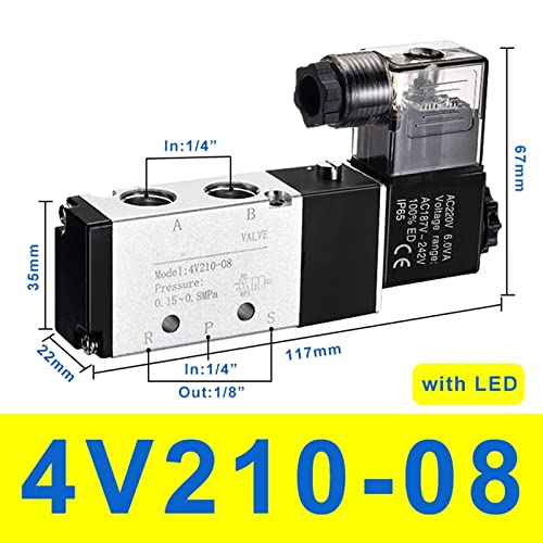 Vanne magnétique 4V210-08 pour réparer circuit d'air comprimé 5V - 3