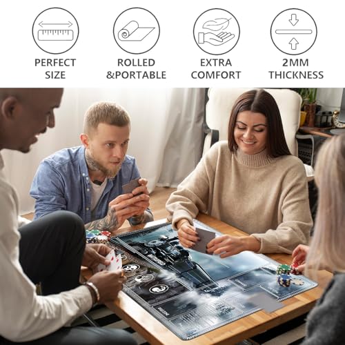 Image of for MTG Playmat with Card Storage Bag,Non-Slip Rubber Base & Smooth Surface 24x14in,Beginner-Friendly Magic Mat for Commander Deck,Retro steam Train