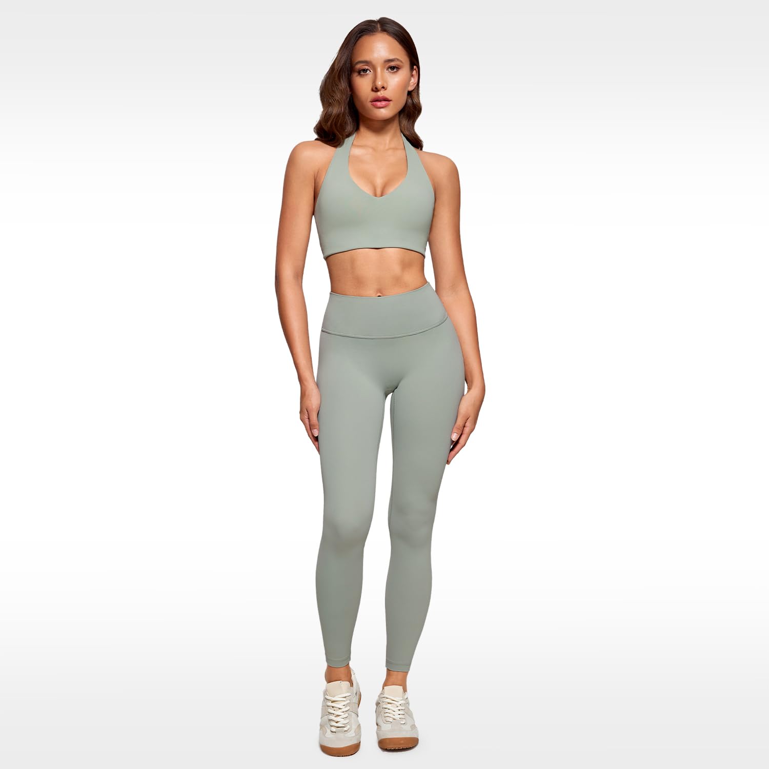 INGIA Sujetador deportivo halter largo para mujer, con relleno de espalda baja, para yoga, entrenamiento, con brasier integrado