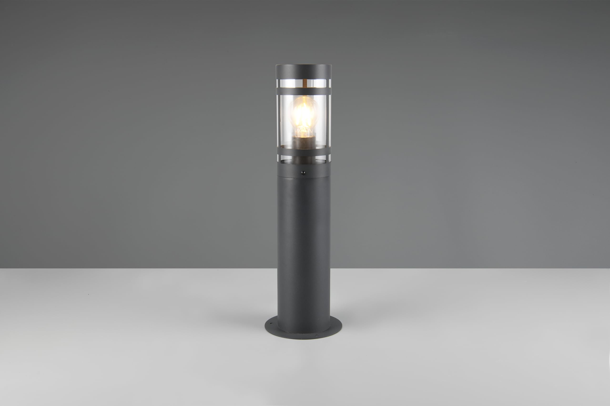 Reality Leuchten Paloma R51716142 - Lámpara de pie para exterior (metal antracita, pantalla de plástico transparente, no incluye 1 bombilla E27)