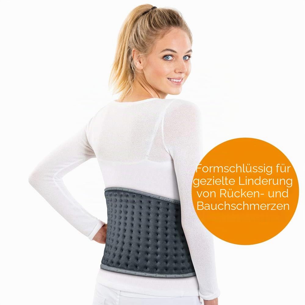 Beurer HK49 Gemütliches Bauch- und Rücken-Wärmekissen | Wickel-Passform für gezielte entspannende Wärme | 3 Temperaturstufen | verstellbarer Klettverschluss | maschinenwaschbar