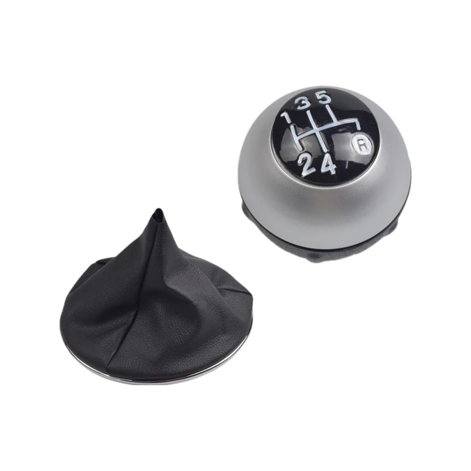 JSYALMSLW Knob with Boot Gear Shift Knob Manual Upgrade for Fiat 500 2007-2015 5-Speed / 6-Speed Stylish Gear Shifter OE 55344048 1 Pc/2 PCS(5 Speed Matte Sliver)