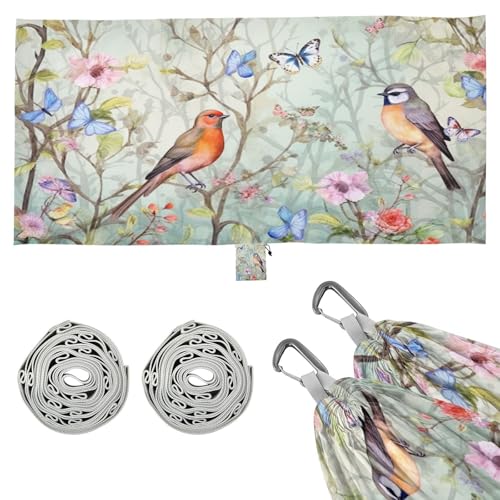 SDMKA Romantic Pretty Birds Camping Hammock, 330 lbs with 2 Tree Straps, Carry Bag, Single Portable Hammock for Outdoor/Indoor, Hiking, Beach, Backpacking, Travel
