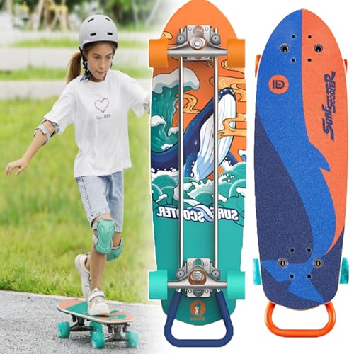 smafoseedding Monopatín 3 En 1: Longboard, Patinete Plegable, Patinete Infantil, Tabla De Surf, Ejes De Acero Reforzados, Límite De Peso De 100 Kg/220 Lbs, Ruedas De PU con Luces Intermitentes TypeB