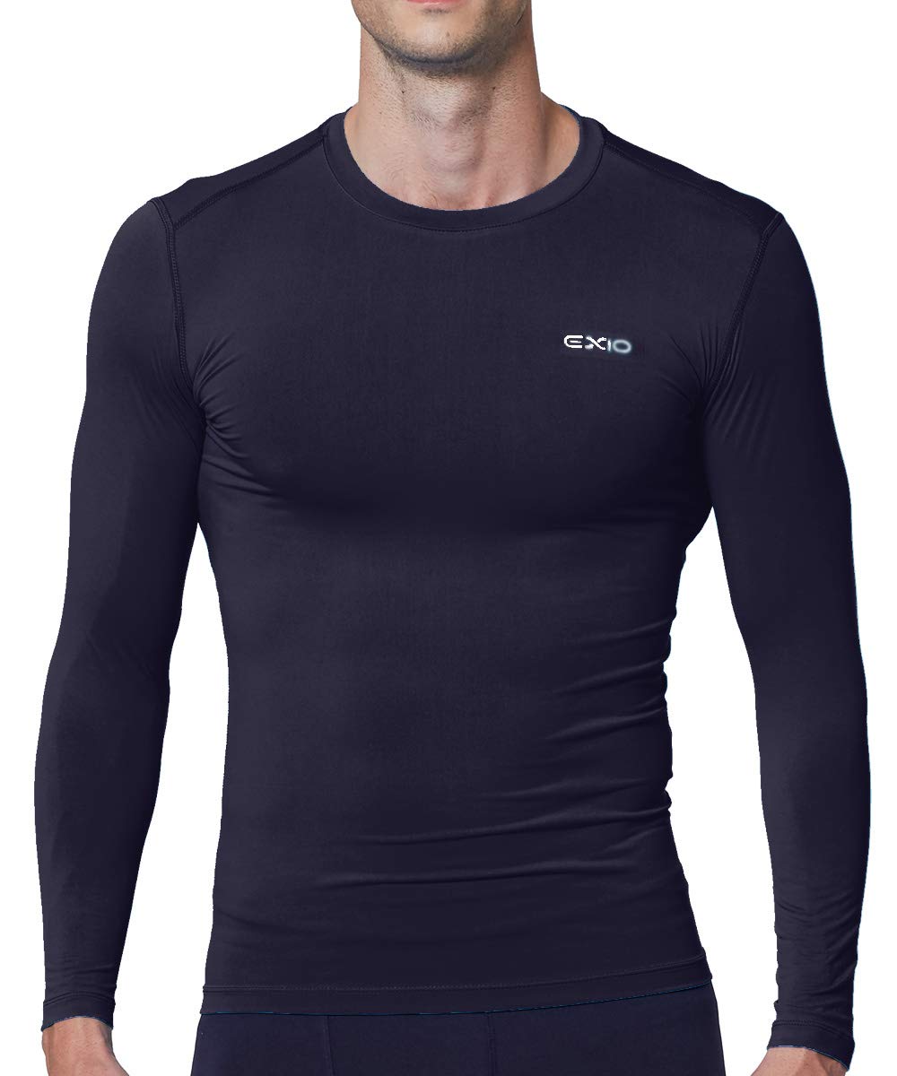 EXIO Mens Compression Baselayer Top Cool Dry Long & Short Sleeve Workout Shirt