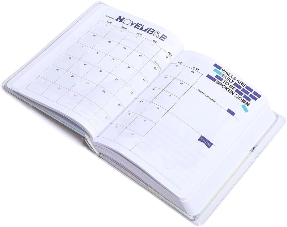 BE YOU Giochi Preziosi Octopus School Diary 24/25 Date 12 Months Colour White Format Easy 12.5 x 16.5 cm with Sticker and Bookmark