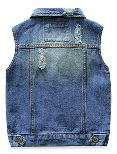 Little Boys Girls Spring Autumn Denim Vest Jacket Waistcoat Top Style2 Blue 110 #TOP1