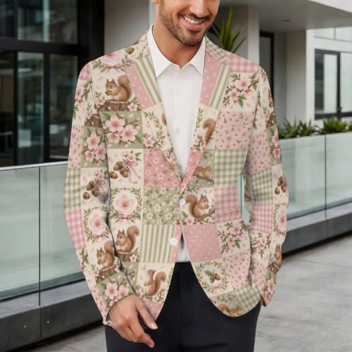 Image of Casual Blazer for Men Suit Jacket Sport Coat Deer Patchwork Print
