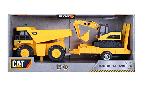 Toy State Light and Sound CAT Truck N' Trailer Dump Pulling Excavator Vehicle