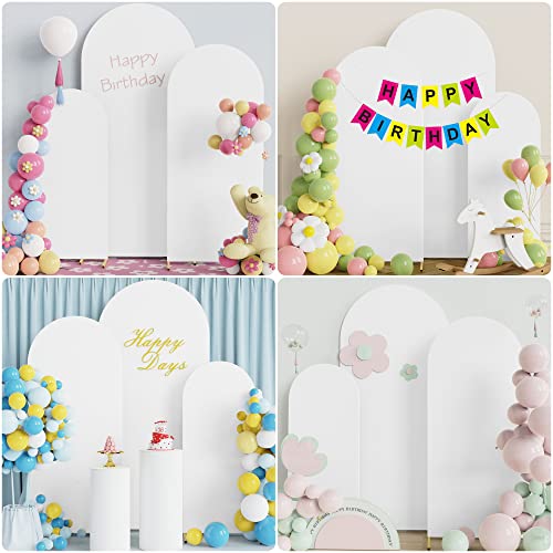 Image of Wokceer Set of 3 Wedding Arch Cover Spandex Fitted Wedding Arch Stand Covers for Round Top Chiara Arch Backdrop Stands Cover for Birthday Party Ceremony Banquet Decoration 4ft,5ft,6ft White