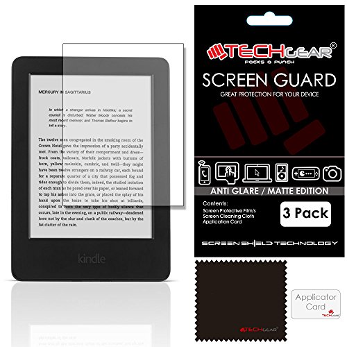[Pack de 3] Techgear® – Protector de pantalla mate/antirreflectante con gamuza de limpieza y tarjeta de aplicación para Amazon Kindle con pantalla 6 pulgadas – se adapta sobre todo nuevo Kindle con Touch (2014) & Kindle Touch (2011)