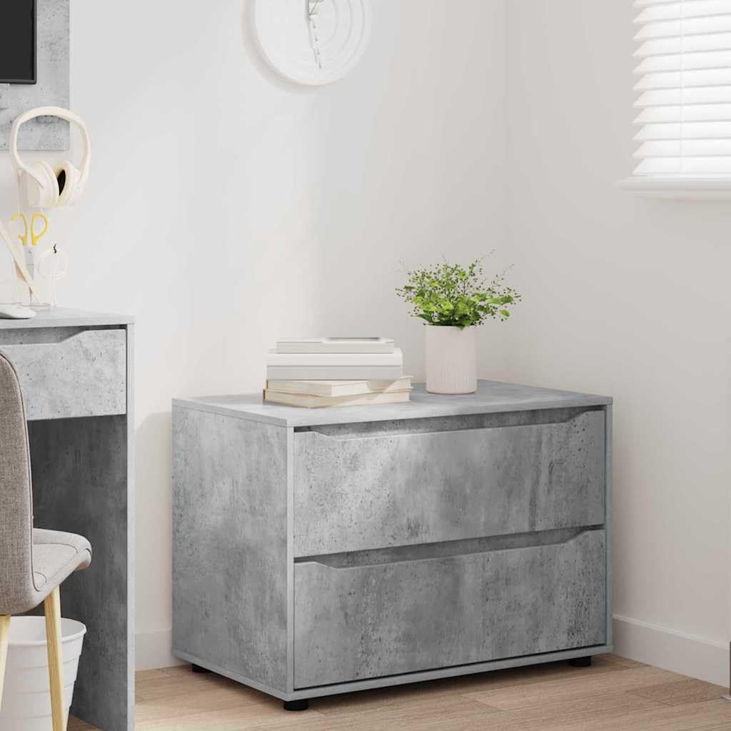 Armadio portaoggetti, grigio cemento, 80 x 48 x 57 cm, cassettiera in legno con cassetti, moderno armadio portaoggetti per soggiorno e camera da letto, credenza con piedini stabili